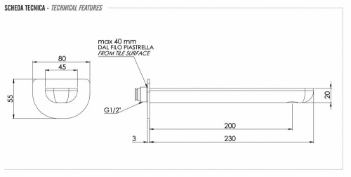 Излив настенный 23 см Remer Infinity 91IL