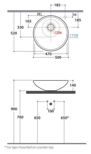 Умывальник Globo LAT50BI