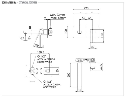 Смеситель для раковины Remer Absolute AU15NO, чёрный матовый