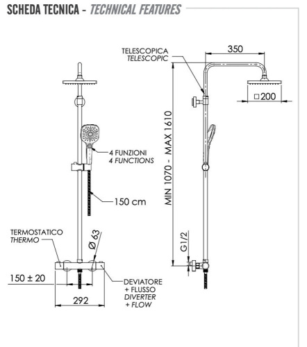 Душевая система Remer EQ32A8CPSD20