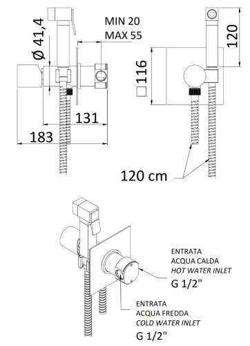 Гигиенический душ Remer Edge EG565NO, черный матовый