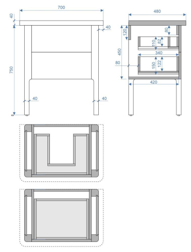 Тумба напольная Vela Грация 70Н под столешницу TU29566