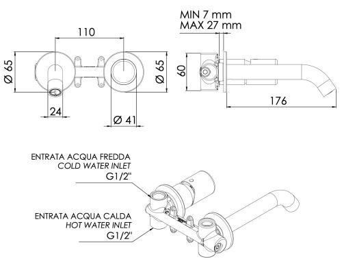 Смеситель для раковины Daniel Trilogy TG632PDP