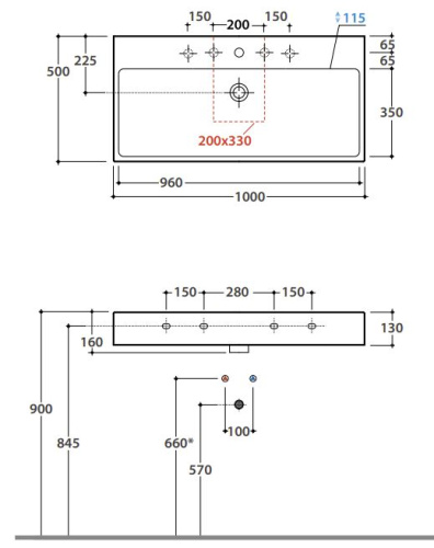 Умывальник Globo T-edge SCQ100BI