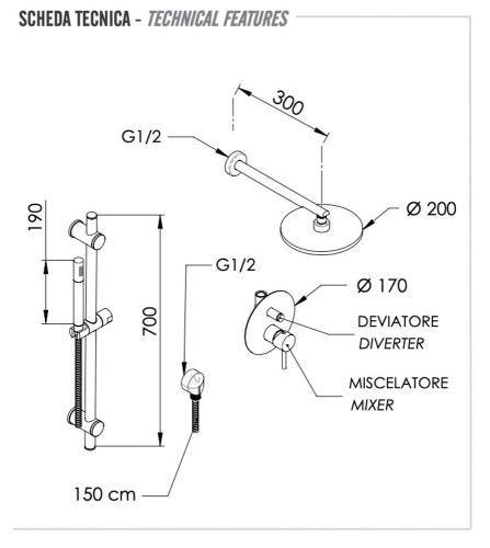 Душевая система Remer X Style X09S01O