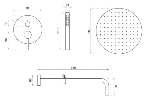 Душевая система Rea Lungo Copper Brush P8809
