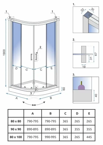 Душевой уголок Rea Look Black 90x90 K7903