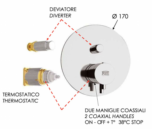 Смеситель для душа Remer Elegance NT09KBCFP, черный брашированный хром