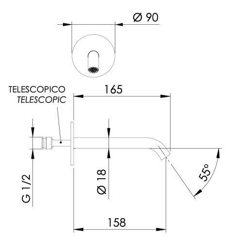 Излив настенный 16 см Daniel Tokyo TK4704BDP